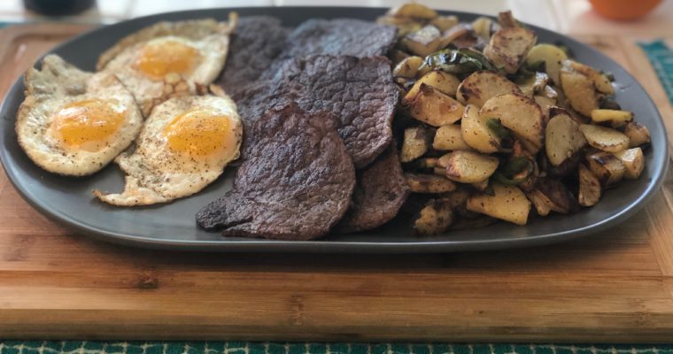Steak & Eggs with skillet potatoes